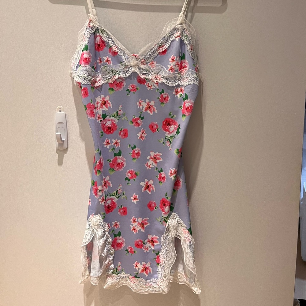 Floral Slip Dress with Lace Details